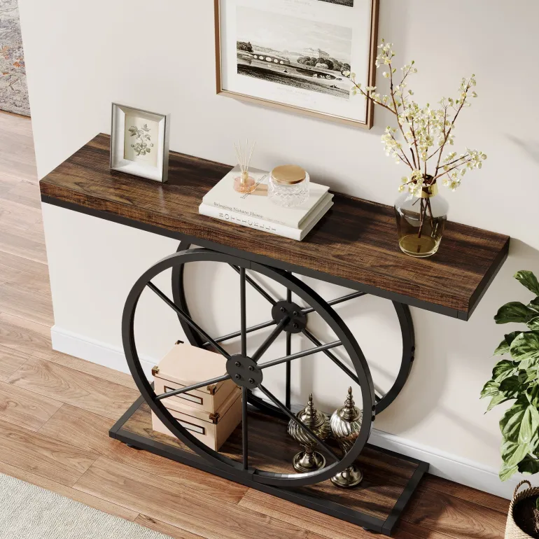 Cheap Tribesigns 39" Console Table, Rustic Foyer Table Sofa Table with Unique Frame