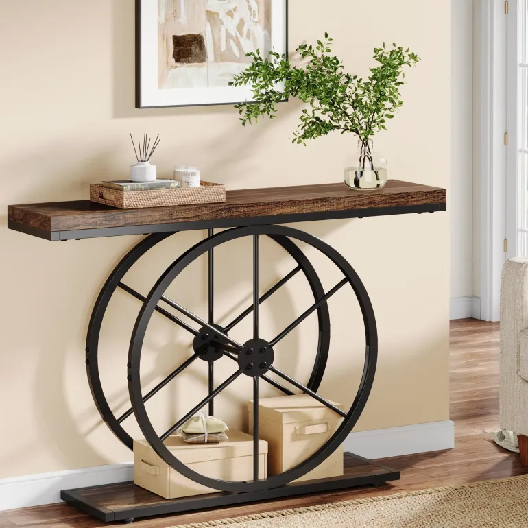 Cheap Tribesigns 39" Console Table, Rustic Foyer Table Sofa Table with Unique Frame