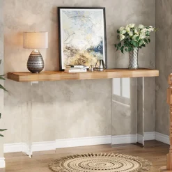 New Tribesigns 47'' Console Table Sofa Entryway Table with Acrylic Legs