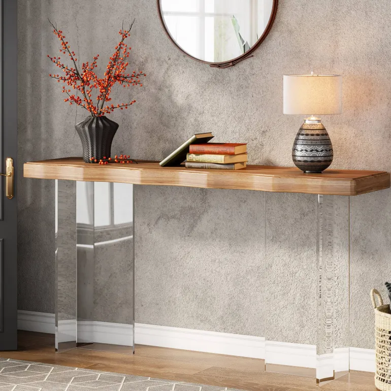 New Tribesigns 47'' Console Table Sofa Entryway Table with Acrylic Legs