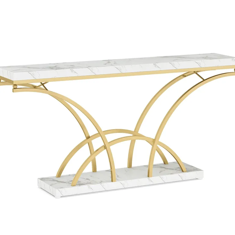 New Tribesigns 70.9" Console Table, Sofa Table with Faux Marble Tabletop for Entryway