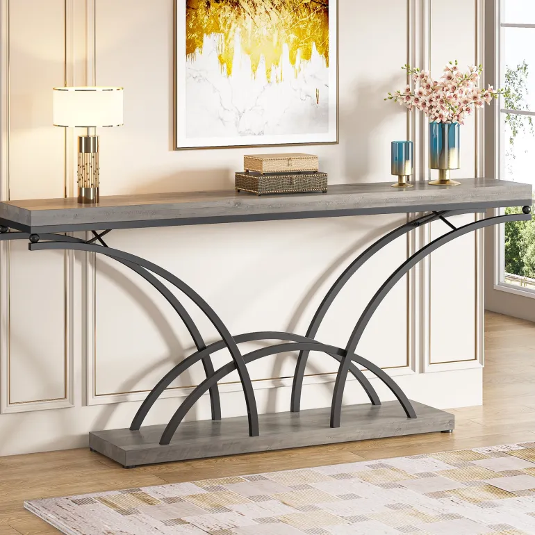 New Tribesigns 70.9" Console Table, Sofa Table with Faux Marble Tabletop for Entryway