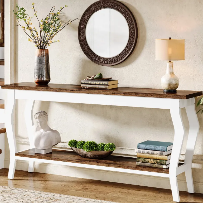 Flash Sale Tribesigns 70.9" Console Table, Vintage Sofa Table with 2 - Tier Storage