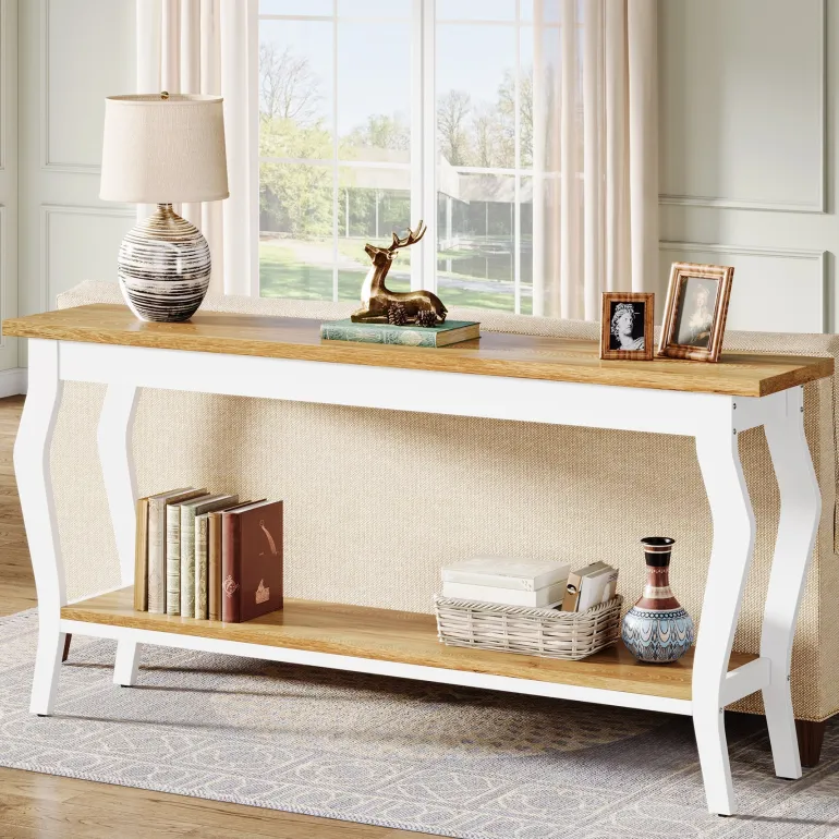 Flash Sale Tribesigns 70.9" Console Table, Vintage Sofa Table with 2 - Tier Storage
