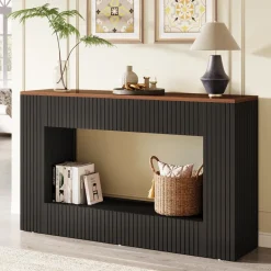 Hot Tribesigns 55" Console Table, Wood Entryway Table Sofa Table with Storage