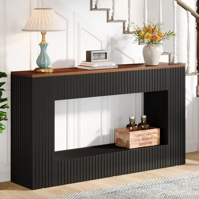 Hot Tribesigns 55" Console Table, Wood Entryway Table Sofa Table with Storage