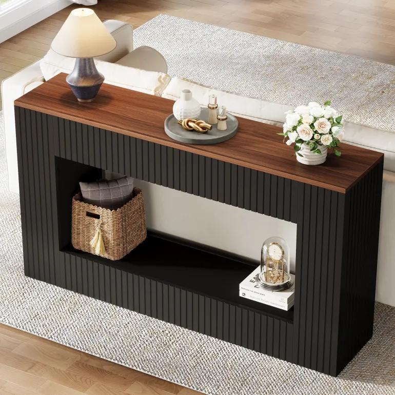 Hot Tribesigns 55" Console Table, Wood Entryway Table Sofa Table with Storage