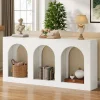 Cheap Tribesigns 70.8" Console Table, Wood Entryway Entry Table with 3 Arched Shelves