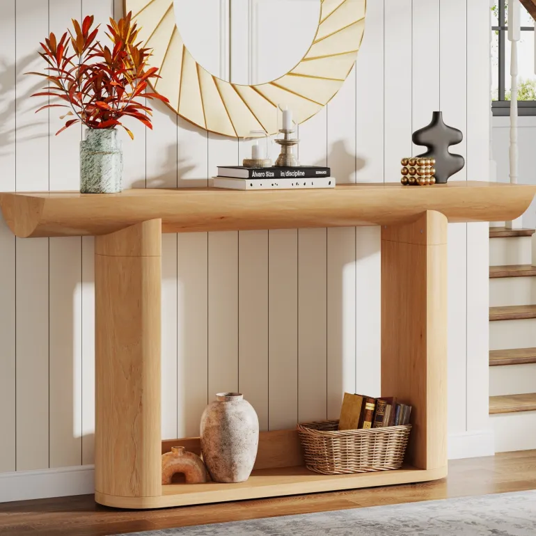 Hot Tribesigns 55" Console Table, Wood Farmhouse Sofa Table Entryway Table