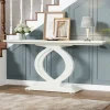 Store Tribesigns 59" Console Table, Wood Narrow Sofa Table with Double Arc Base