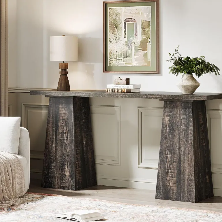 Best Sale Tribesigns 63" Console Table, Wood Narrow Sofa Hallway Table