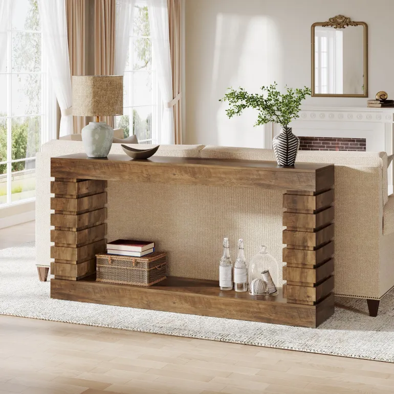 Cheap Tribesigns 70.8" Console Table, Wood Rectangular Sofa Table