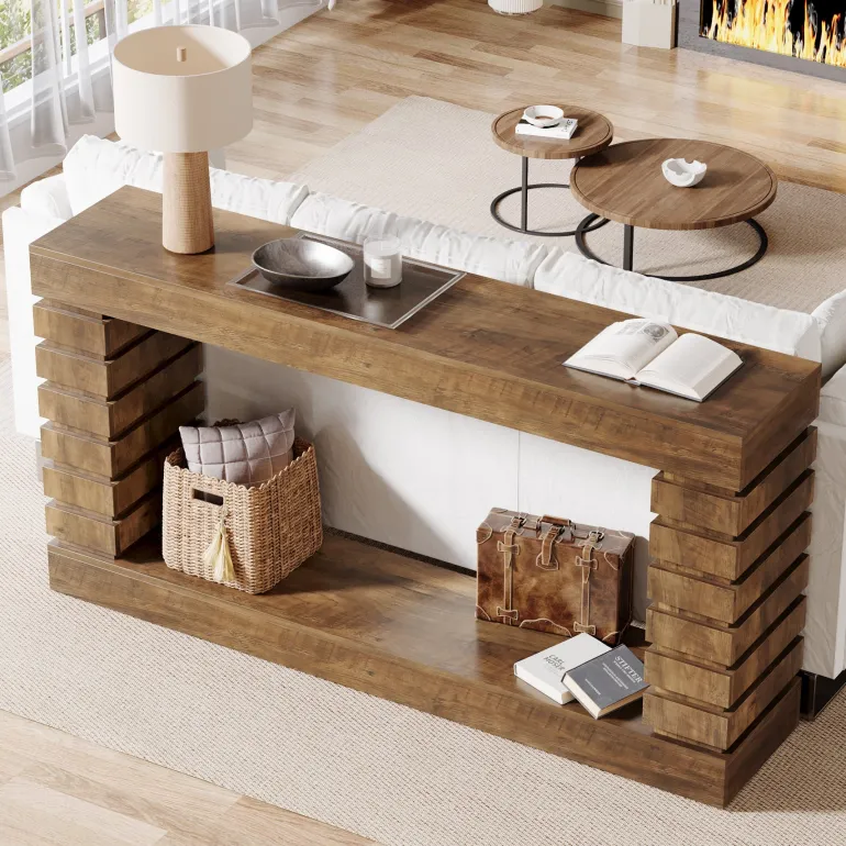 Cheap Tribesigns 70.8" Console Table, Wood Rectangular Sofa Table