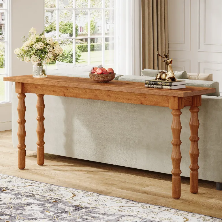 Store Tribesigns 70.9" Console Table, Wood Sofa Table Behind Couch