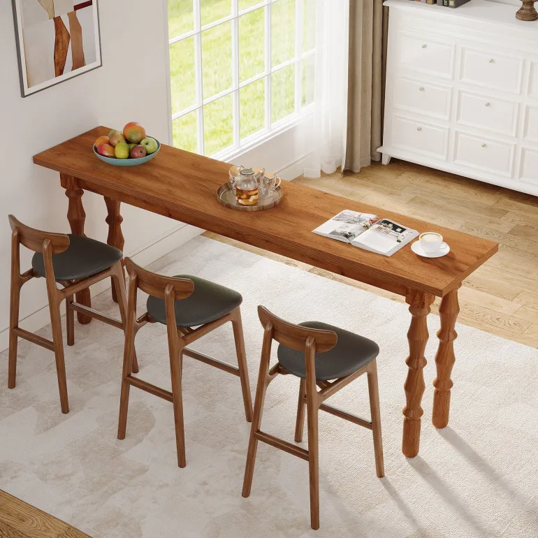 Store Tribesigns 70.9" Console Table, Wood Sofa Table Behind Couch