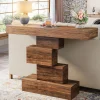 Online Tribesigns 42" Console Table, Wood Sofa Table Accent Table with Geometric Base