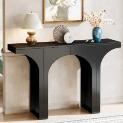 Flash Sale Tribesigns 47" Console Table, Wooden Entryway Table Sofa Table with Arch Base