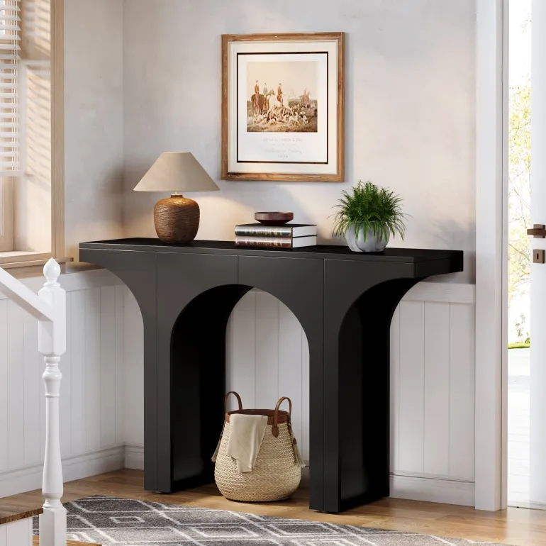 Flash Sale Tribesigns 47" Console Table, Wooden Entryway Table Sofa Table with Arch Base
