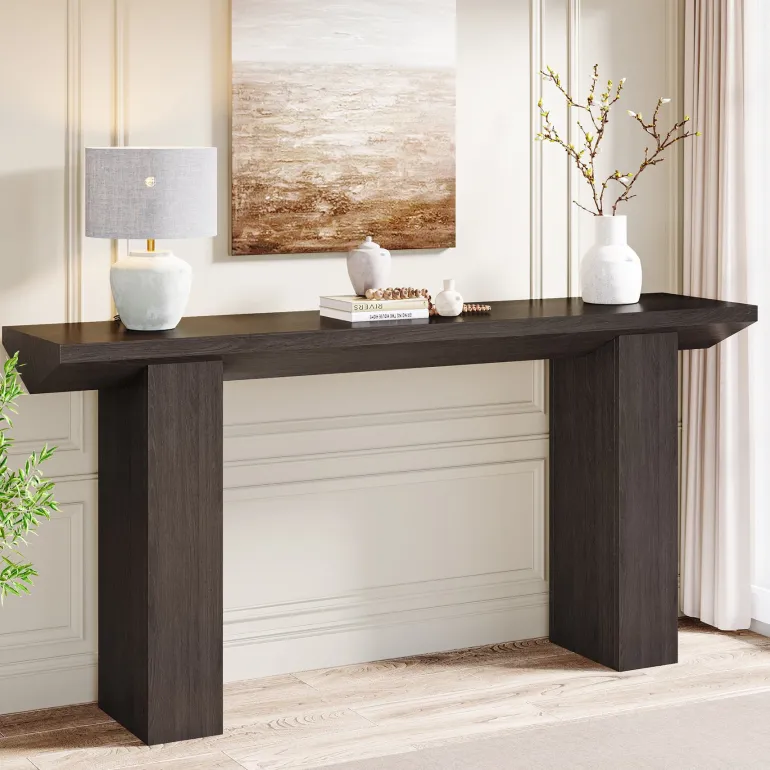 Outlet Tribesigns 63" Console Table, Wooden Sofa Table Long Entryway Table