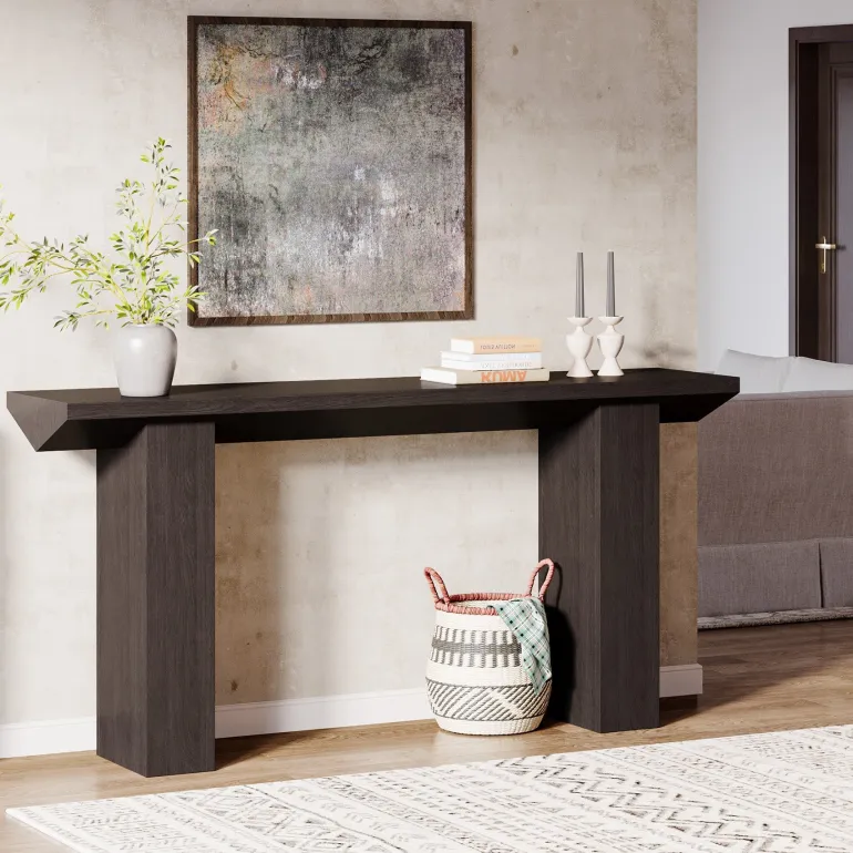 Outlet Tribesigns 63" Console Table, Wooden Sofa Table Long Entryway Table