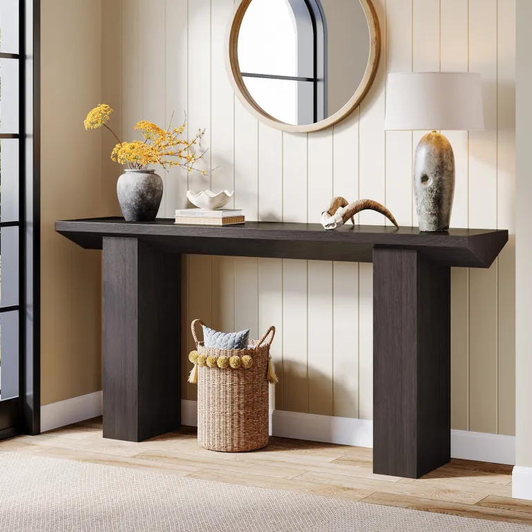 Outlet Tribesigns 63" Console Table, Wooden Sofa Table Long Entryway Table