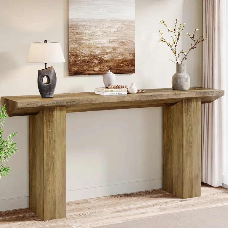 Outlet Tribesigns 63" Console Table, Wooden Sofa Table Long Entryway Table