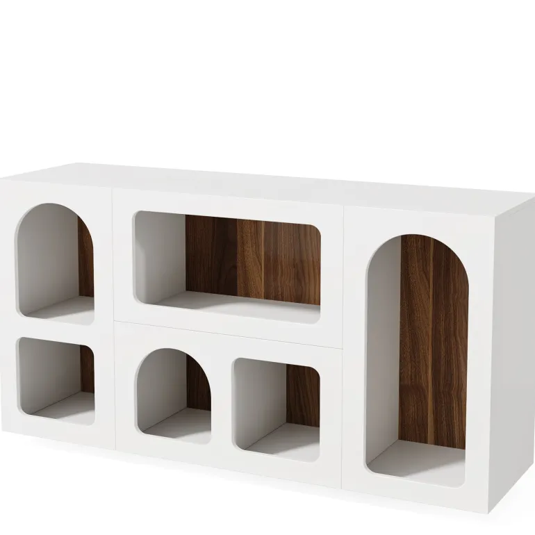 Online Tribesigns 59" Console Table, Wooden Sofa Table Storage Organizer Entrance Table