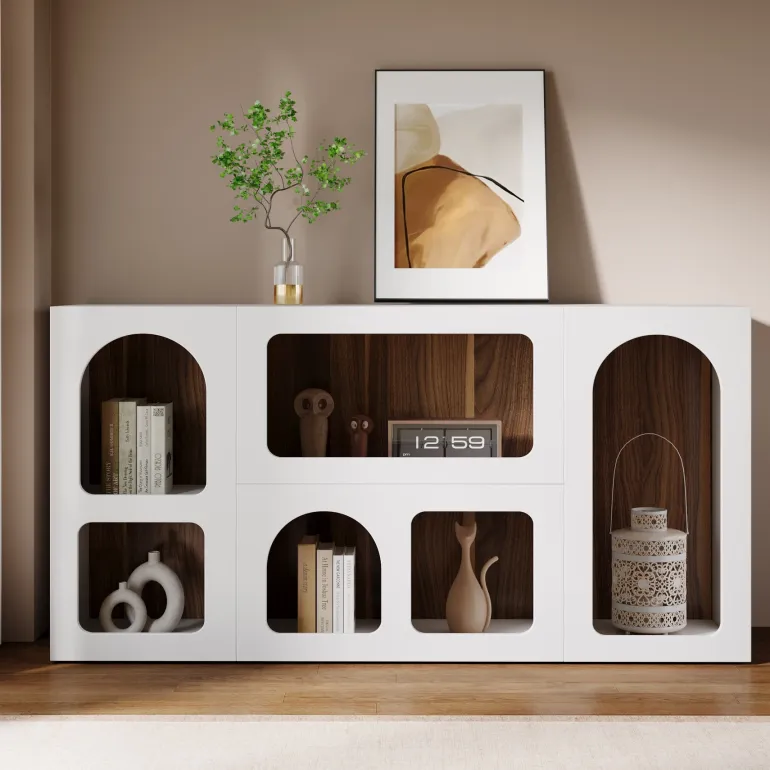 Online Tribesigns 59" Console Table, Wooden Sofa Table Storage Organizer Entrance Table