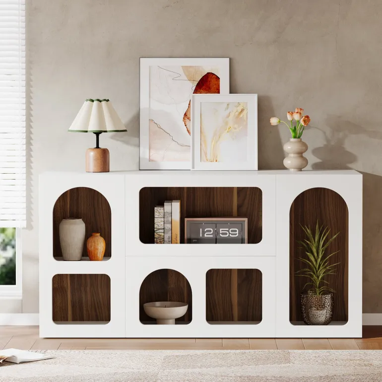 Online Tribesigns 59" Console Table, Wooden Sofa Table Storage Organizer Entrance Table