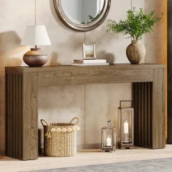 New Tribesigns 59" Console Table, Wooden Sofa Table Behind The Couch Hallway Table