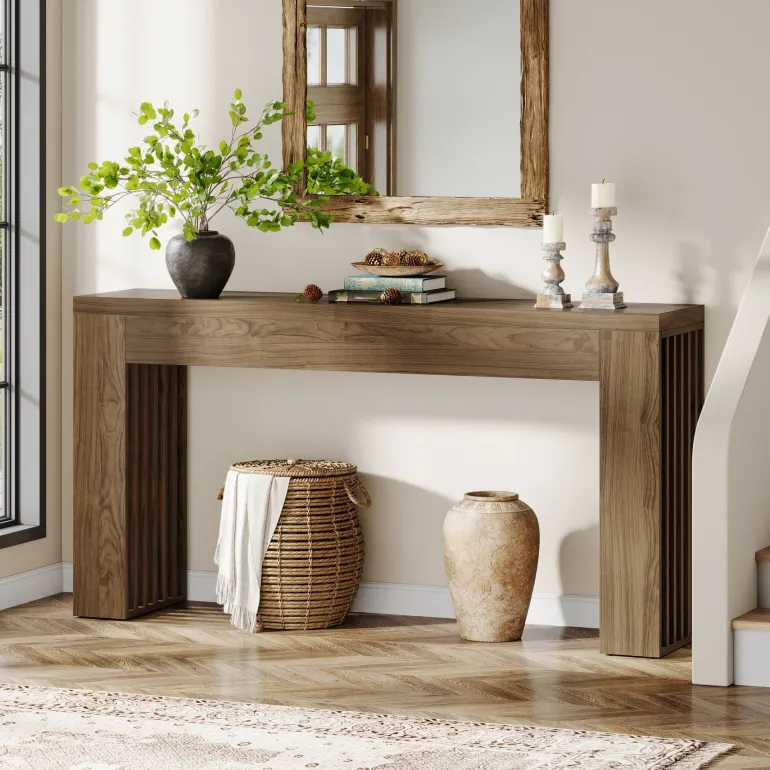 New Tribesigns 59" Console Table, Wooden Sofa Table Behind The Couch Hallway Table