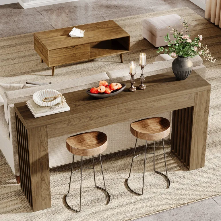 New Tribesigns 59" Console Table, Wooden Sofa Table Behind The Couch Hallway Table