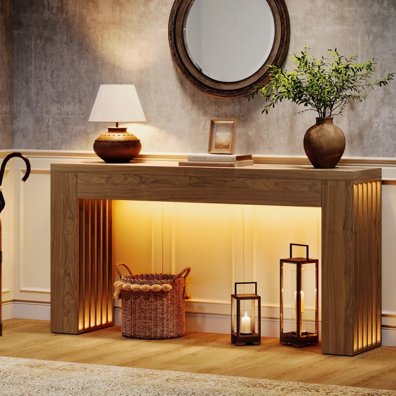 New Tribesigns 59" Console Table, Wooden Sofa Table Behind The Couch Hallway Table