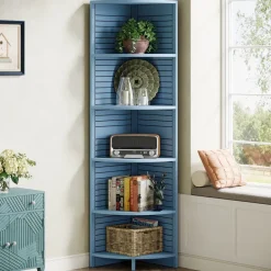 New Tribesigns 70.8" Corner Shelf, 5 - tier Narrow Corner Bookcase Display Etagere