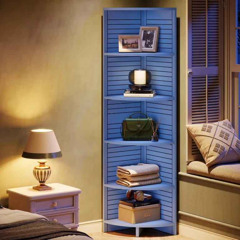 New Tribesigns 70.8" Corner Shelf, 5 - tier Narrow Corner Bookcase Display Etagere