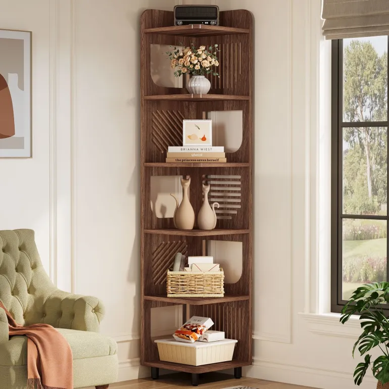 Best Tribesigns 71" Corner Shelf, Narrow Bookshelf Display Shelf with Storage Rack