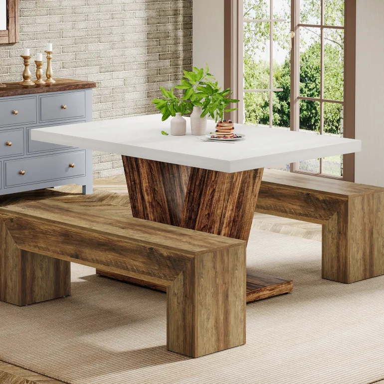 Outlet Tribesigns 47" Dining Bench, Farmhouse Entryway Bench End of Bed Bench