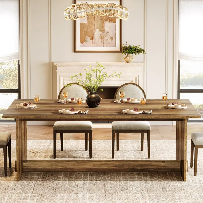 Shop Tribesigns 63" Dining Table, Farmhouse Dining Room Table Kitchen Table for 4 - 6