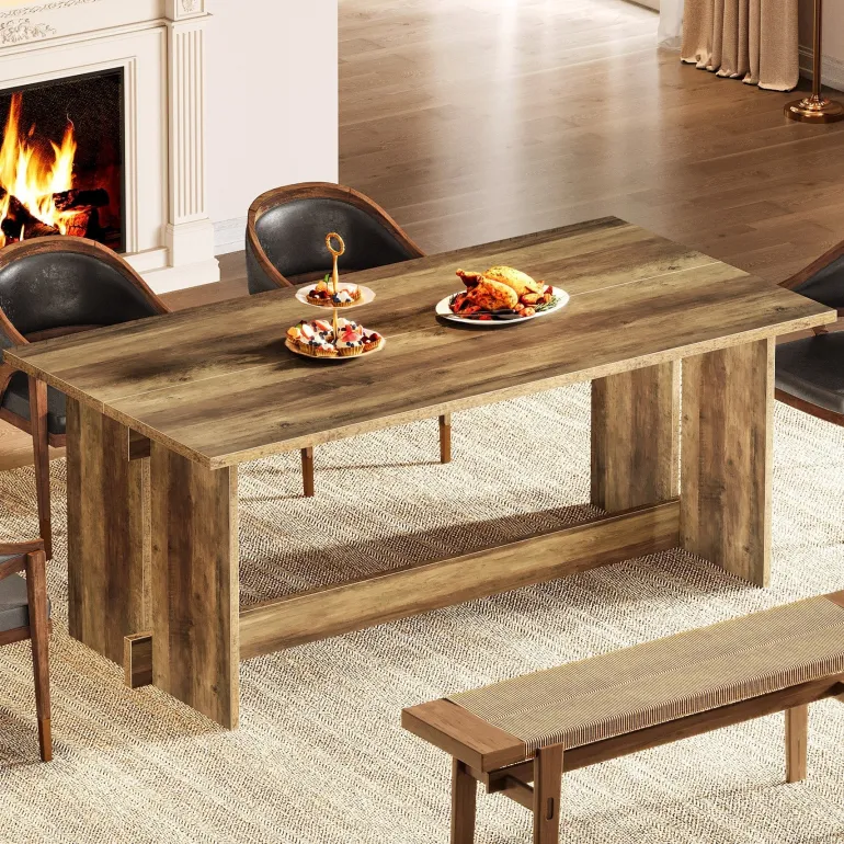 Shop Tribesigns 63" Dining Table, Farmhouse Dining Room Table Kitchen Table for 4 - 6