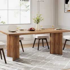 Sale Tribesigns 63" Dining Table, Farmhouse Kitchen Table with Large Tabletop for 4-6