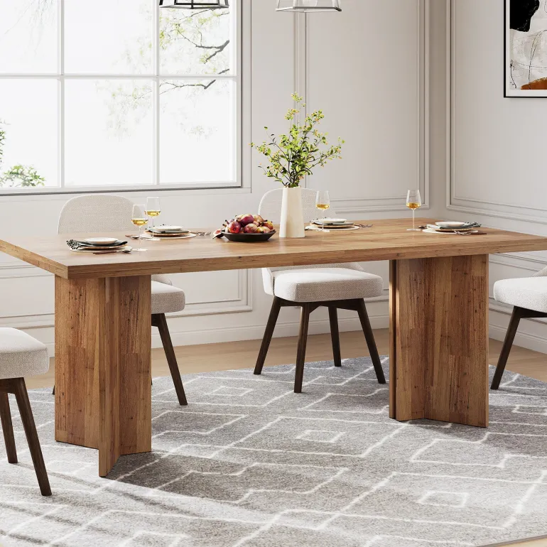 Sale Tribesigns 63" Dining Table, Farmhouse Kitchen Table with Large Tabletop for 4-6