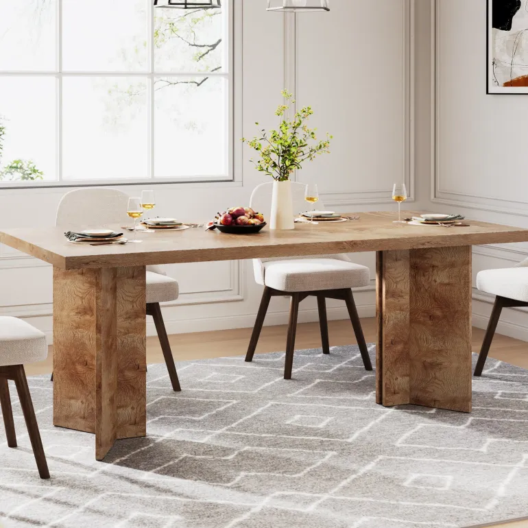 Sale Tribesigns 63" Dining Table, Farmhouse Kitchen Table with Large Tabletop for 4-6
