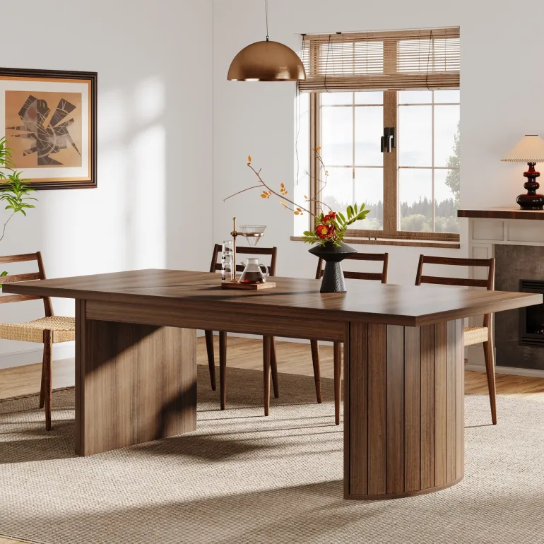 Shop Tribesigns 78.7" Dining Table, Farmhouse Kitchen Table With Dual Base