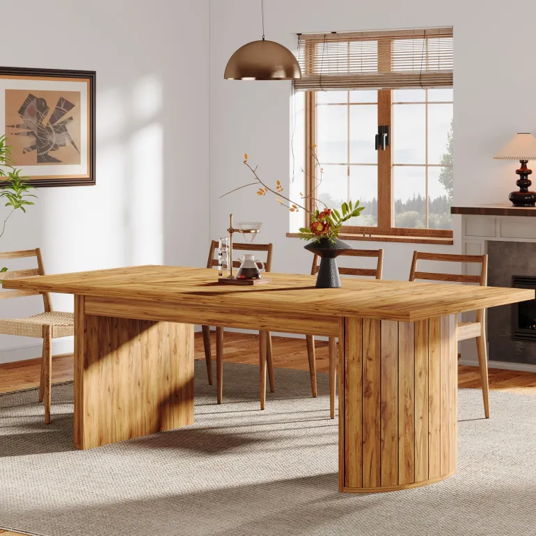 Shop Tribesigns 78.7" Dining Table, Farmhouse Kitchen Table With Dual Base