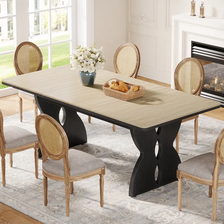 Shop Tribesigns 70.8" Dining Table, Farmhouse Kitchen Dinner Table for 6 - 8