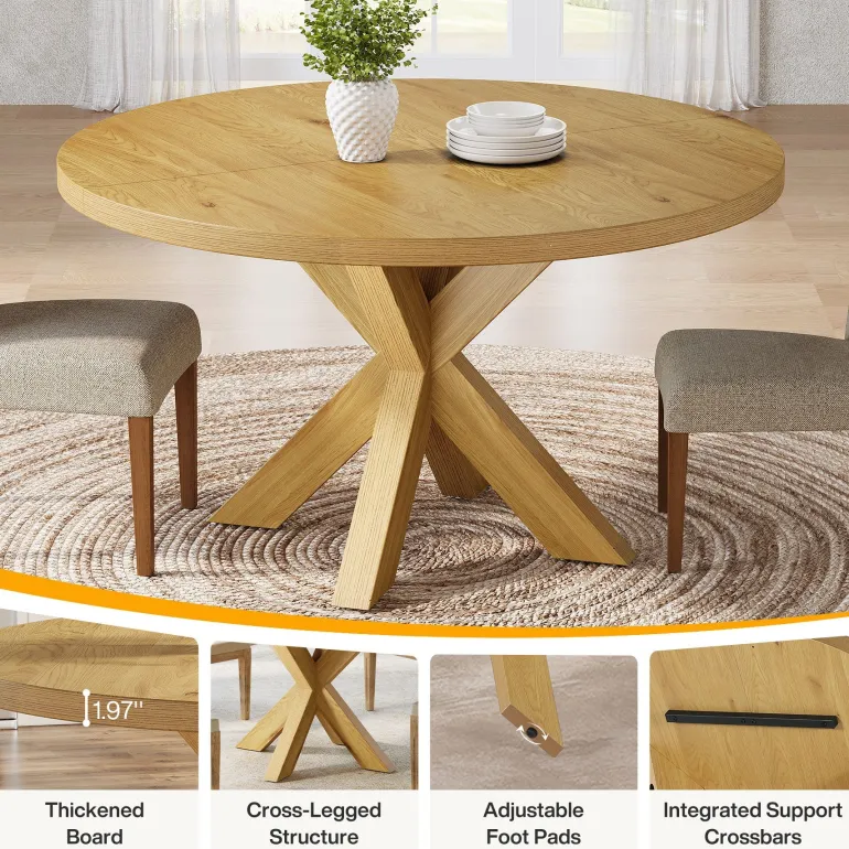 Cheap Tribesigns 47" Dining Table, Farmhouse Kitchen Table With Crossed Legs For 4 - 6