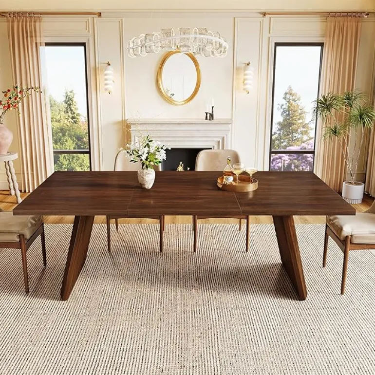 Fashion Tribesigns 70" Dining Table, Farmhouse Kitchen Table Dinner Table for 6 to 8