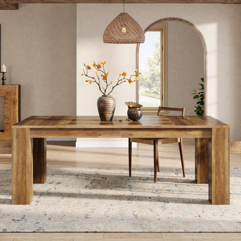 Flash Sale Tribesigns 63" Dining Table, Farmhouse Kitchen Dinner Table for 4 - 6 People