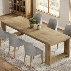 Discount Tribesigns 86" Dining Table, Farmhouse Kitchen Dinner Table For 8 - 10 People