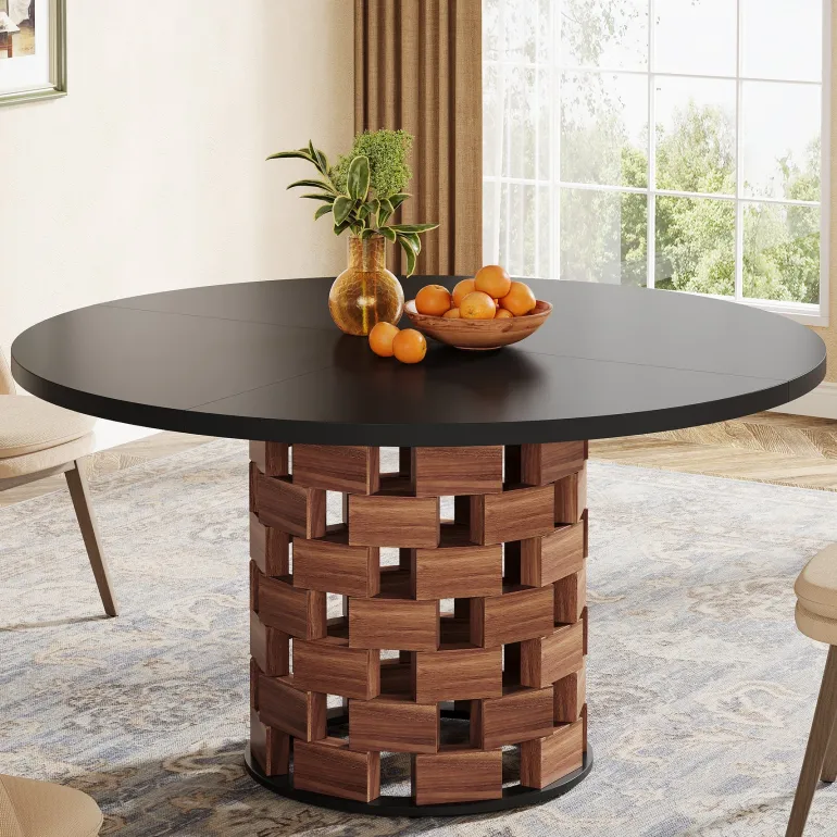 Shop Tribesigns 47" Dining Table, Farmhouse Round Kitchen Table for 4 - 6 People